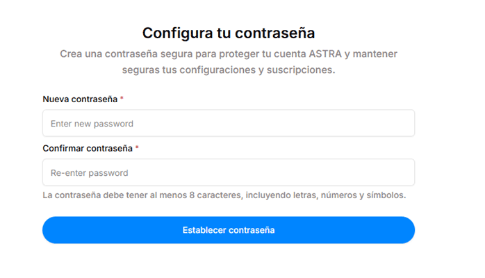 Configuración de contraseña