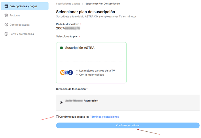 Seleccionar plan de suscripción